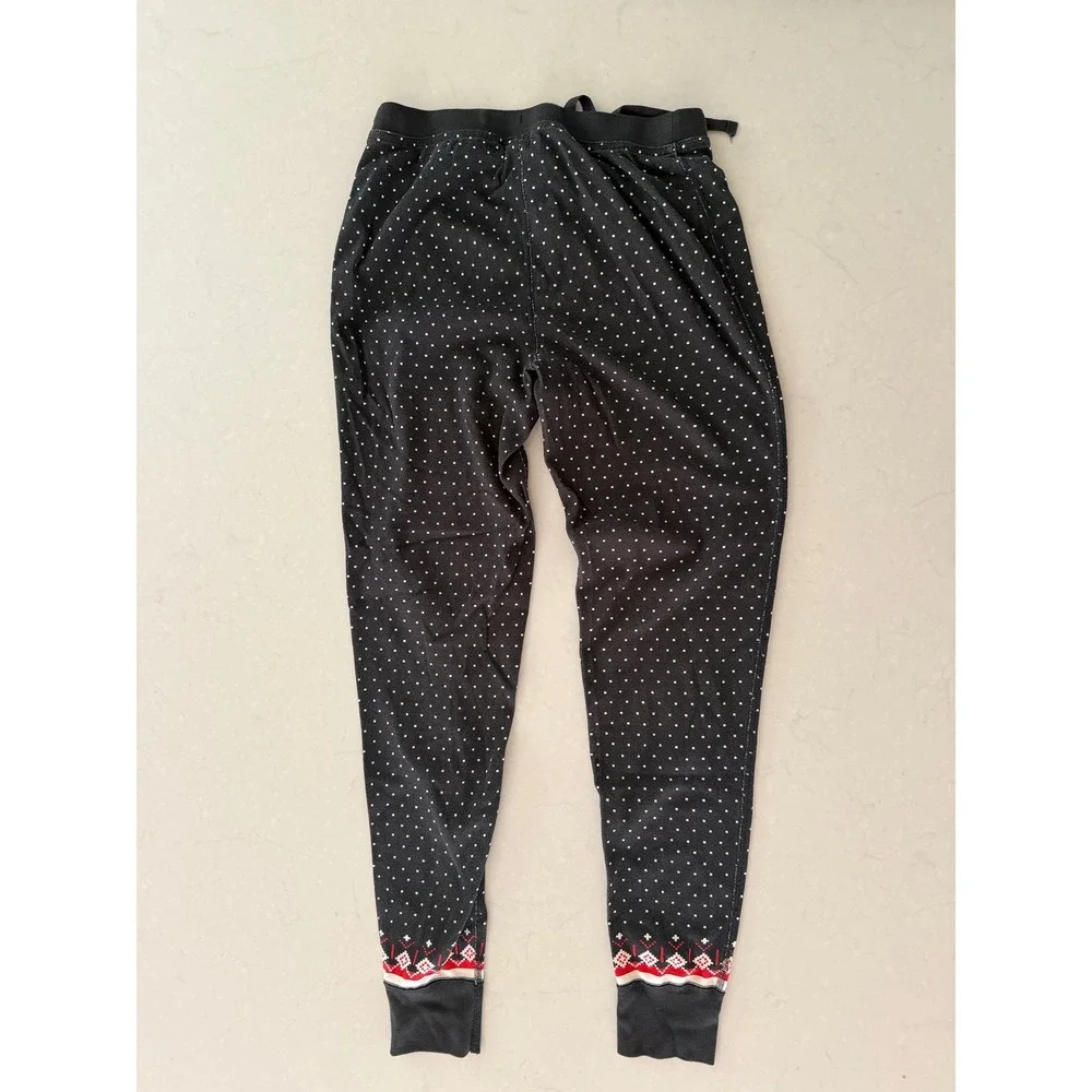 Hanna Andersson‎ Womens Organic Cotton Pajama Set Black Fair Isle Polka Dot S